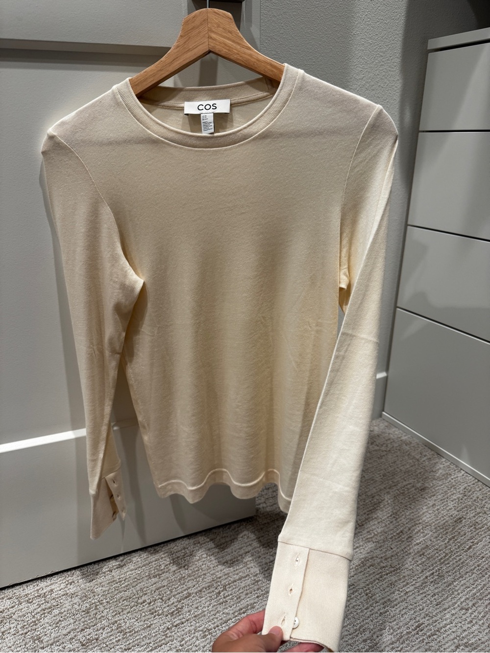 COS Slim Crewneck Sweater with Button Cuffs XS